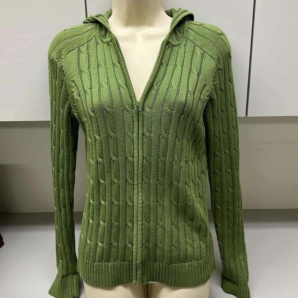 A Pea in the Pod Green Cable Knit Hoodie